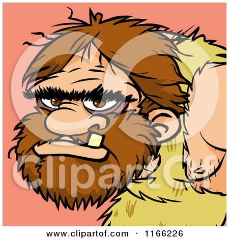 Cartoon of a Caveman Avatar on Pink - Royalty Free Vector Clipart by Cartoon Solutions