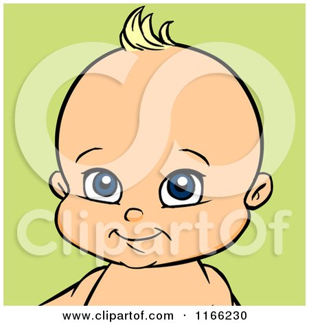 Cartoon of a Happy Blond Baby Avatar over Green - Royalty Free Vector Clipart by Cartoon Solutions
