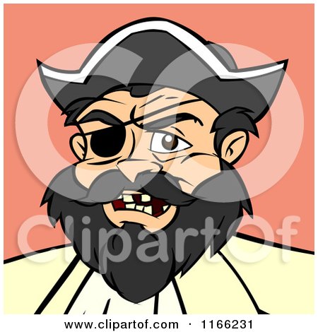 Cartoon of a Pirate Avatar on Pink - Royalty Free Vector Clipart by Cartoon Solutions