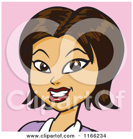 Cartoon of an Asian Woman Avatar on Pink - Royalty Free Vector Clipart by Cartoon Solutions