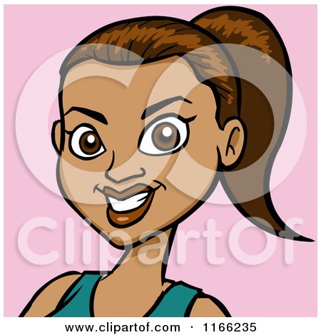 Cartoon of a Hispanic Woman Avatar on Pink 2 - Royalty Free Vector Clipart by Cartoon Solutions