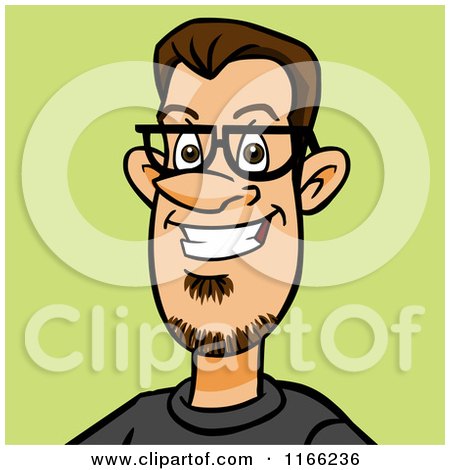 Cartoon of a Bespectacled Man Avatar on Green - Royalty Free Vector Clipart by Cartoon Solutions