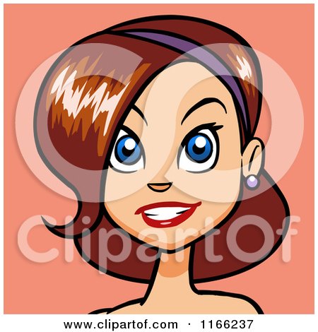 Cartoon of a Red Haired Woman Avatar on Pink - Royalty Free Vector Clipart by Cartoon Solutions