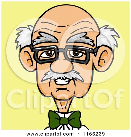 Cartoon of a Bespectacled Old Man Avatar on Yellow - Royalty Free Vector Clipart by Cartoon Solutions
