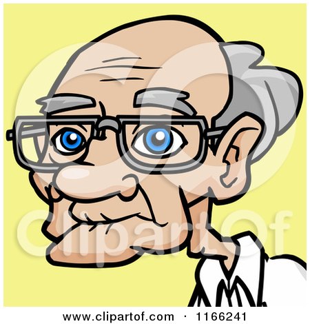 Cartoon of a Bespectacled Old Man Avatar on Yellow 2 - Royalty Free Vector Clipart by Cartoon Solutions