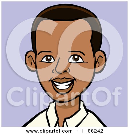 Cartoon of a Young Black Man Avatar on Purple - Royalty Free Vector Clipart by Cartoon Solutions
