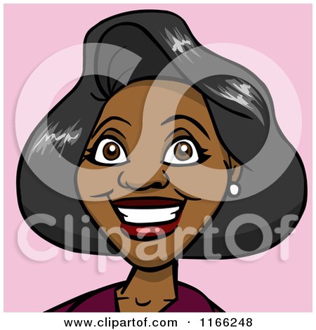 Cartoon of a Black Woman Avatar on Pink - Royalty Free Vector Clipart by Cartoon Solutions