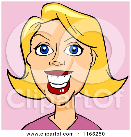 Cartoon of a Blond Woman Avatar on Pink 2 - Royalty Free Vector Clipart by Cartoon Solutions