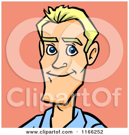 Cartoon of a Blond Man Avatar on Pink - Royalty Free Vector Clipart by Cartoon Solutions