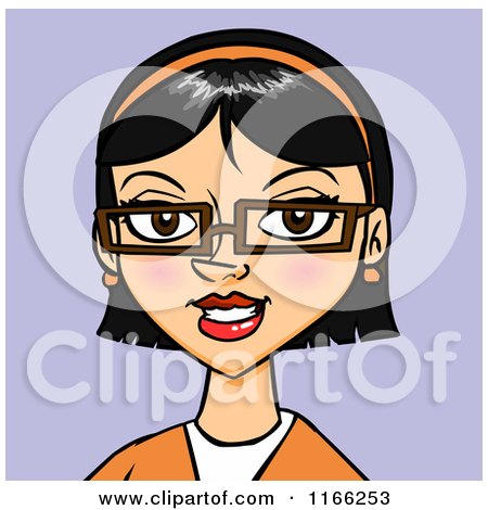 Cartoon of an Asian Woman Avatar on Purple - Royalty Free Vector Clipart by Cartoon Solutions