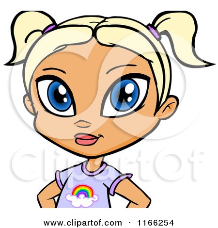 Cartoon of a Blond Haired Blue Eyed Girl Avatar - Royalty Free Vector Clipart by Cartoon Solutions