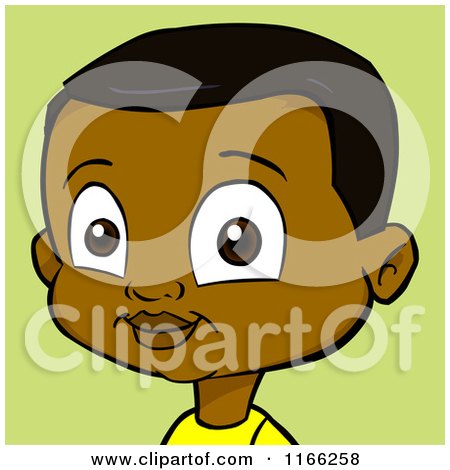 Cartoon of a Black Boy Avatar over Green - Royalty Free Vector Clipart by Cartoon Solutions