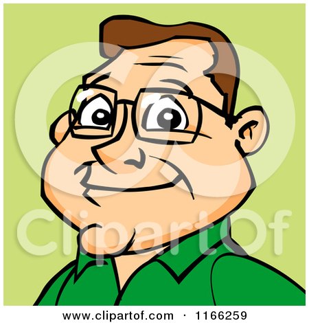Cartoon of a Bespectacled Man Avatar on Green 2 - Royalty Free Vector Clipart by Cartoon Solutions