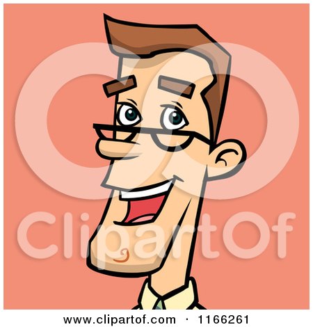Cartoon of a Bespectacled Business Man Avatar on Pink - Royalty Free Vector Clipart by Cartoon Solutions