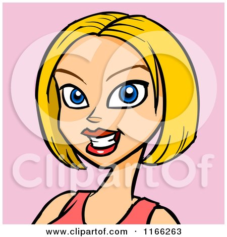Cartoon of a Blond Woman Avatar on Pink - Royalty Free Vector Clipart by Cartoon Solutions