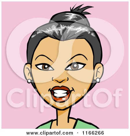 Cartoon of an Asian Woman Avatar on Pink 2 - Royalty Free Vector Clipart by Cartoon Solutions