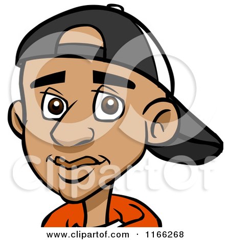 Cartoon of a Black Teenage Boy Avatar with a Hat - Royalty Free Vector Clipart by Cartoon Solutions