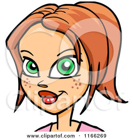 Cartoon of a Freckled Red Haired Woman Avatar - Royalty Free Vector Clipart by Cartoon Solutions