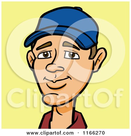 Cartoon of a Man Wearing a Baseball Cap Avatar on Yellow - Royalty Free Vector Clipart by Cartoon Solutions