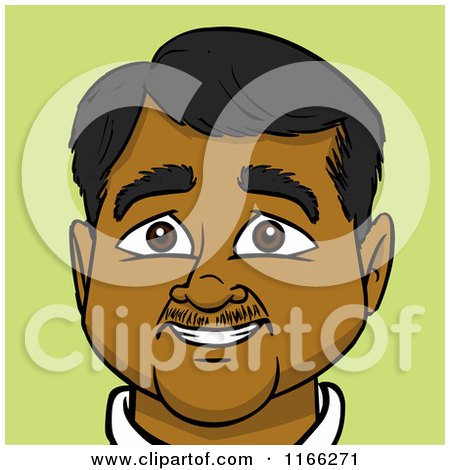Cartoon of a Happy Indian Man Avatar on Green - Royalty Free Vector Clipart by Cartoon Solutions