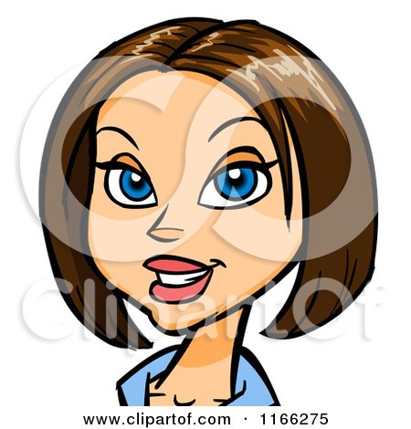 Cartoon of a Brunette Woman Avatar 2 - Royalty Free Vector Clipart by Cartoon Solutions