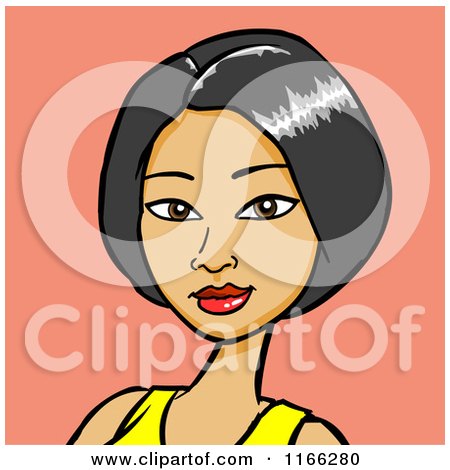 Cartoon of an Asian Woman Avatar on Pink - Royalty Free Vector Clipart by Cartoon Solutions