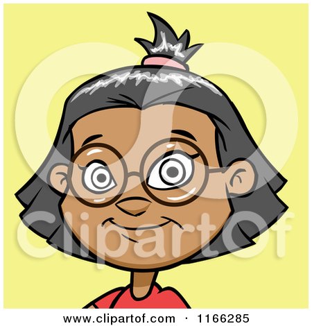 Cartoon of a Bespectacled Indian Girl Avatar on Green - Royalty Free Vector Clipart by Cartoon Solutions