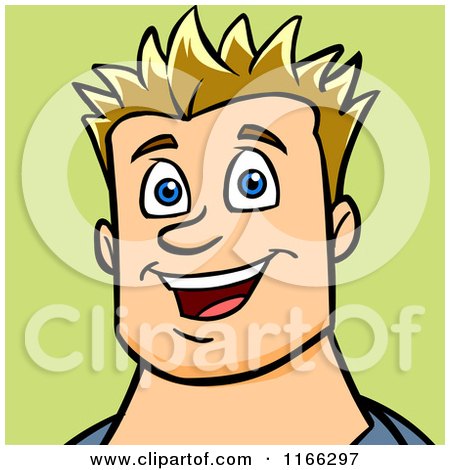 Cartoon of a Blond Man Avatar on Green - Royalty Free Vector Clipart by Cartoon Solutions