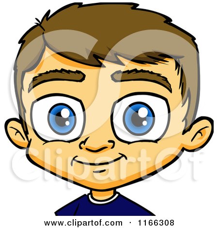 Cartoon of a Brunette Haired Blue Eyed Boy Avatar - Royalty Free Vector Clipart by Cartoon Solutions