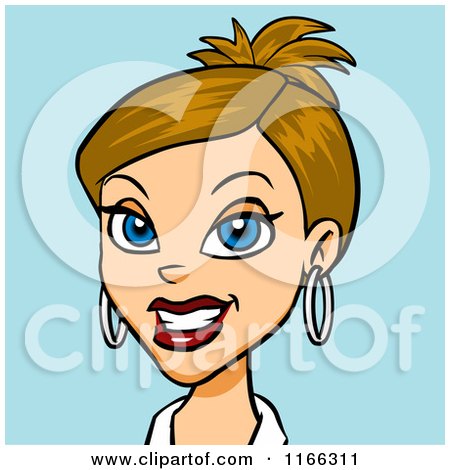 Cartoon of a Dirty Blond Woman Avatar on Blue - Royalty Free Vector Clipart by Cartoon Solutions