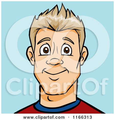 Cartoon of a Blond Man Avatar on Blue - Royalty Free Vector Clipart by Cartoon Solutions