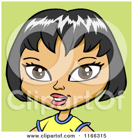 Cartoon of an Asian Woman Avatar on Green - Royalty Free Vector Clipart by Cartoon Solutions