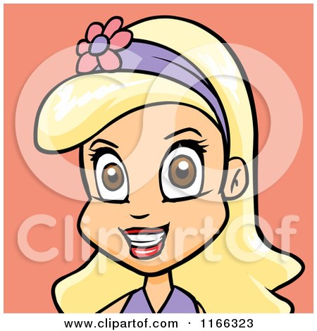 Cartoon of a Blond Woman Avatar on Pink 4 - Royalty Free Vector Clipart by Cartoon Solutions