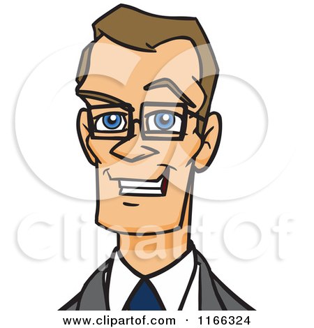 Cartoon of a Bespectacled Business Man Avatar 2 - Royalty Free Vector Clipart by Cartoon Solutions