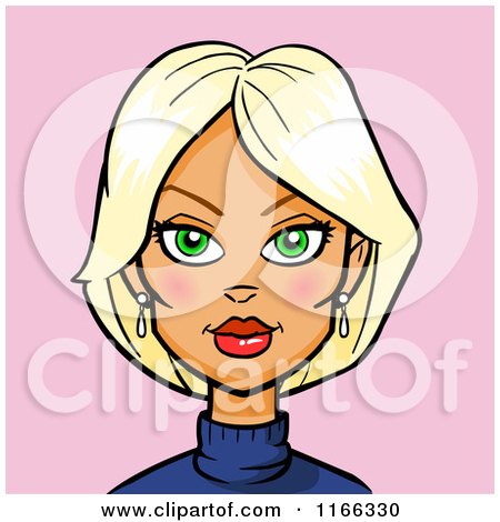 Cartoon of a Blond Woman Avatar on Pink 3 - Royalty Free Vector Clipart by Cartoon Solutions