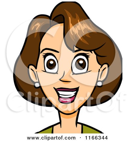 Cartoon of a Brunette Woman Avatar - Royalty Free Vector Clipart by Cartoon Solutions