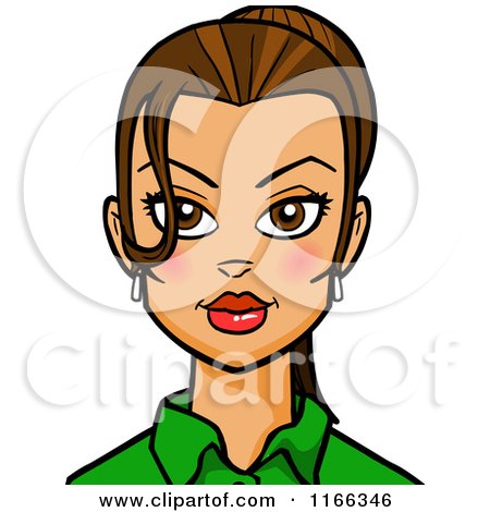 Cartoon of a Brunette Woman Avatar 3 - Royalty Free Vector Clipart by Cartoon Solutions