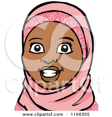 Cartoon of a Muslim Woman Avatar - Royalty Free Vector 