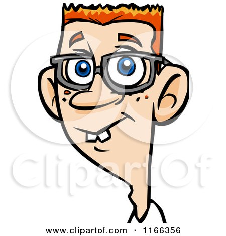 Cartoon of a Buck Toothed Bespectacled Red Haired Man Avatar - Royalty Free Vector Clipart by Cartoon Solutions