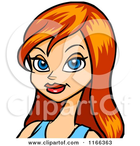 Cartoon of a Red Haired Woman Avatar - Royalty Free Vector Clipart by Cartoon Solutions