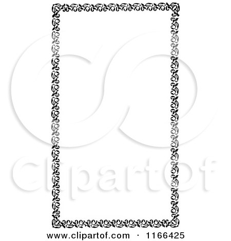 Clipart of a Retro Vintage Black and White Floral Border - Royalty Free Vector Illustration by Prawny Vintage