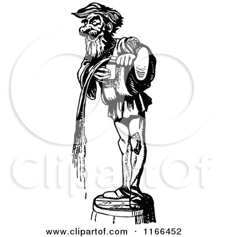 Clipart of a Retro Vintage Black and White Man Pouring out a Drink - Royalty Free Vector Illustration by Prawny Vintage