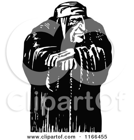 Clipart of a Retro Vintage Black and White Old Man - Royalty Free Vector Illustration by Prawny Vintage