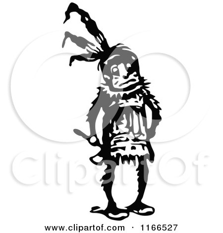 Clipart of a Retro Vintage Black and White Native American - Royalty Free Vector Illustration by Prawny Vintage