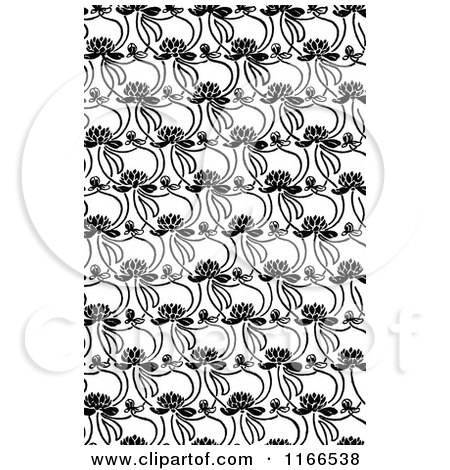 Clipart of a Retro Vintage Black and White Flora Pattern - Royalty Free Vector Illustration by Prawny Vintage