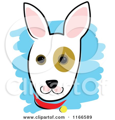 Cartoon of a Cute Dog Head with a Spot Around the Eye - Royalty Free Vector Clipart by Maria Bell