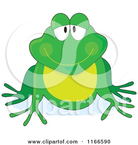 Cartoon of a Grinning Green Frog - Royalty Free Vector Clipart by Maria Bell