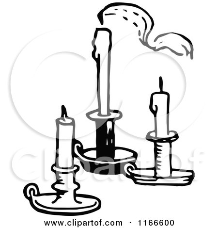 Clipart of Retro Vintage Black and White Candles 2 - Royalty Free Vector Illustration by Prawny Vintage