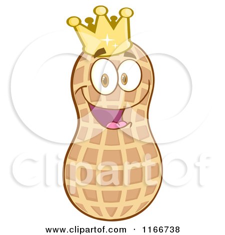 Cartoon of a Peanut Character Wearing a Crown - Royalty Free Vector Clipart by Hit Toon