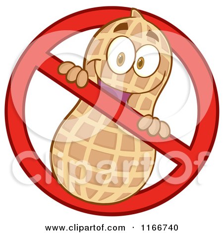 Cartoon of a Peanut Character in a Restricted Symbol - Royalty Free Vector Clipart by Hit Toon